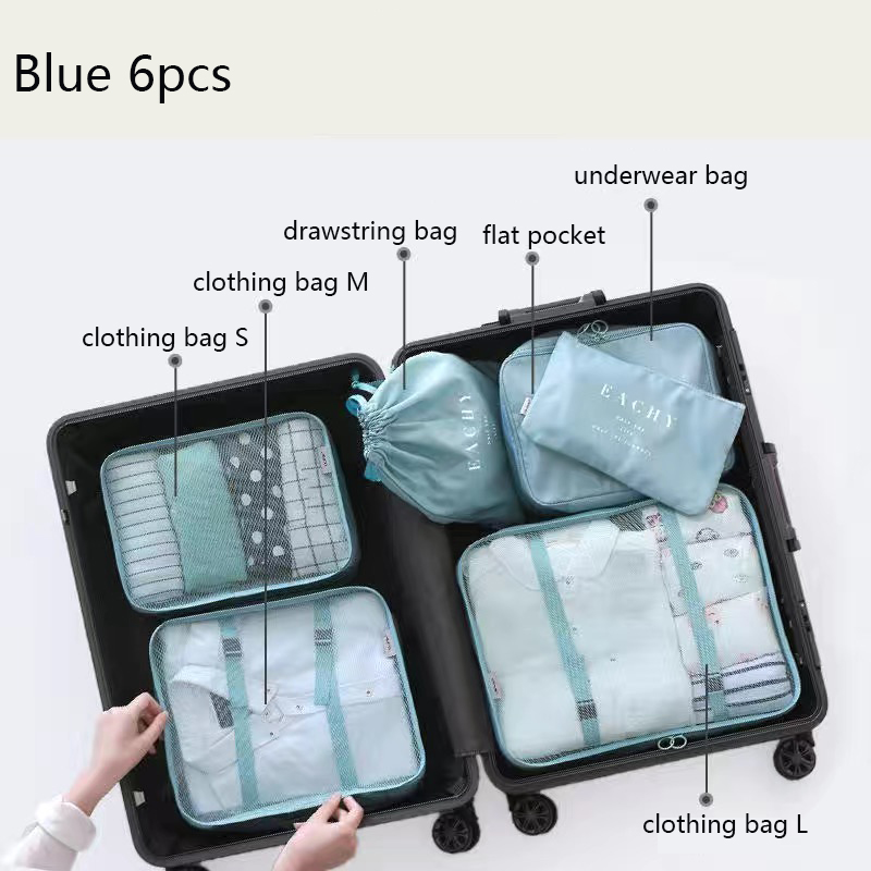6 Stuks Koffer Organizer Verpakking Kubussen Reizen Kit Accessoires Bagage Opbergzakken Schoenkleding Organizer Toilettas Mannen Vrouwen: YELLOW