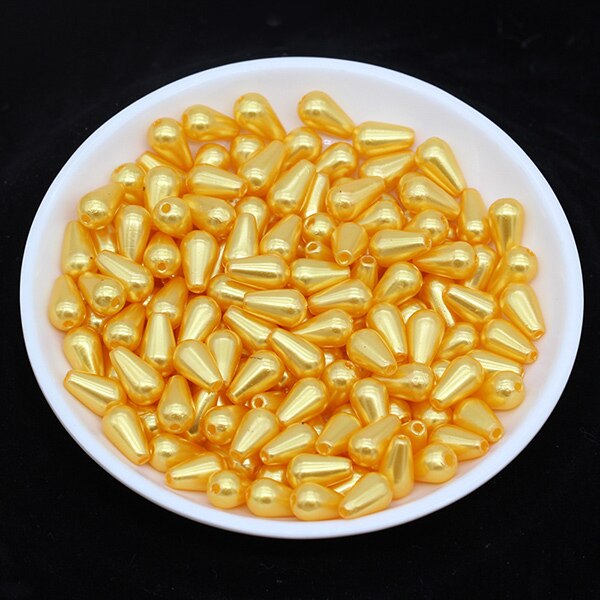 100p 6x10mm gouttelette ABS Imitation perle entretoise perles en vrac pour collier de perles bricolage boucle d'oreille fabrication de bijoux fournitures: gold