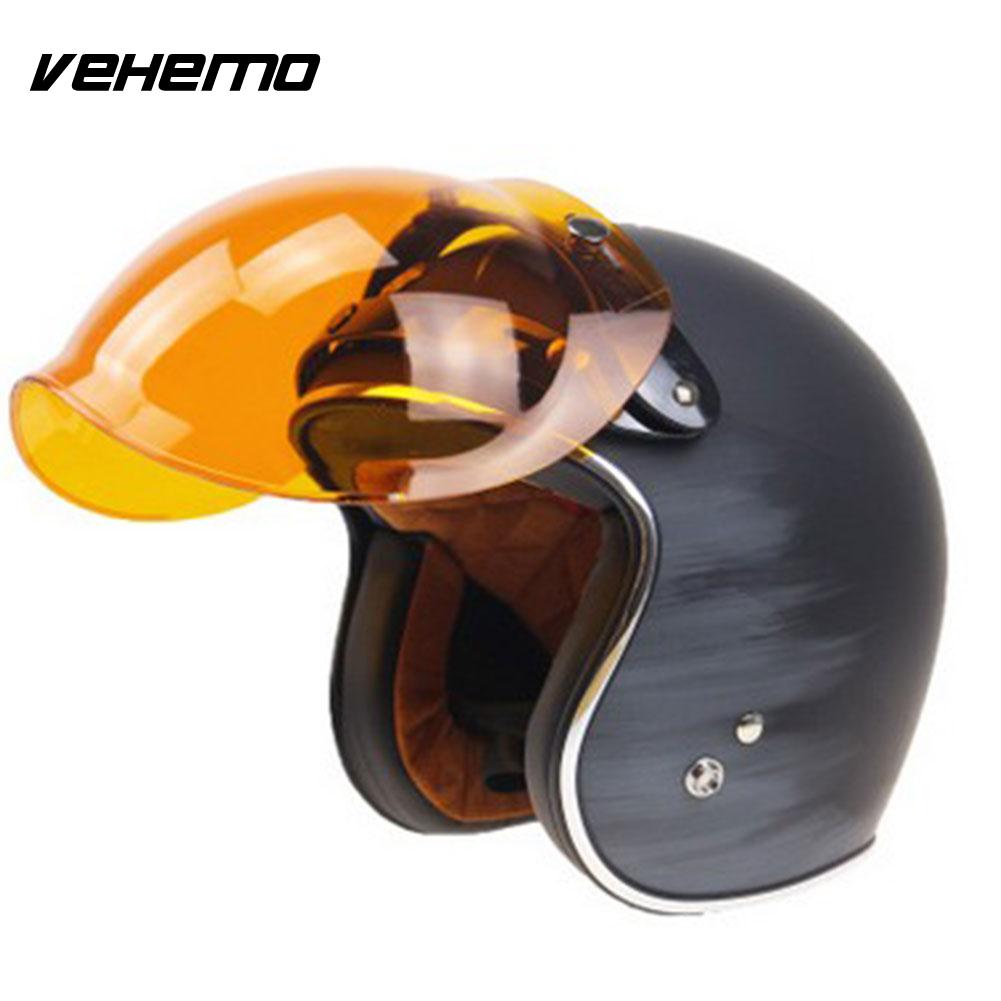 Motorrijwiel Flip Down Retro Helm Bubble Shield Spiegel Lens Base Auto Accessoires