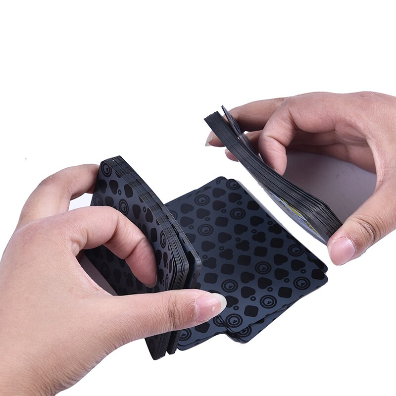 1x Classic Magic Tricks Tool Pure Black Magic Box-packed Waterproof PVC Plastic Playing Cards Poker