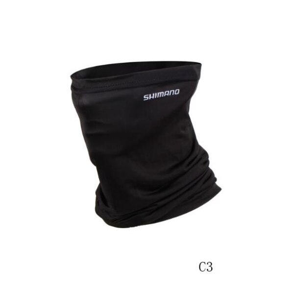 Shimano z długimi rękawami stójka ubrania wędkarskie zewnętrzna ochrona przed słońcem kolarstwo szybkoschnący lodowy jedwab długi zamek błyskawiczny szyi twarzy: L / Black scarf