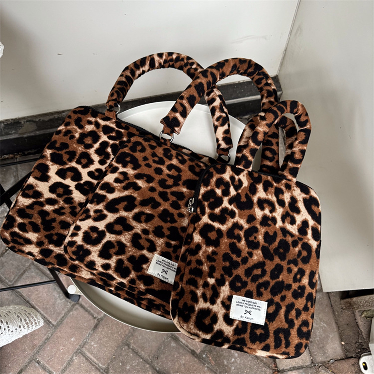 Laptoptas met luipaardprint, korea 13 14 15 15.6 inch organizer, draagbare esxy reistas, beschermhoes voor laptop, ipad en tablet.: Groente