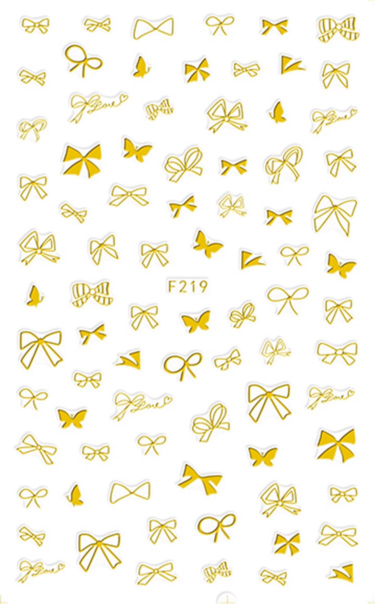 1 hoja de oro plata negro blanco mariposa lazo línea dibujo diseños adhesivos para uñas decoración DIY consejos F219 #