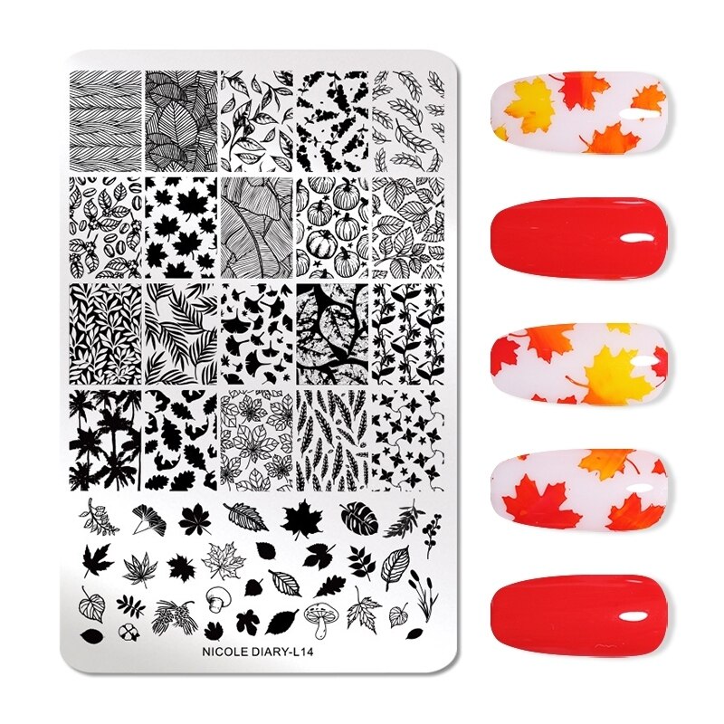 Nicole Diarty Kerst Halloween Stempelen Plaat Bloem Stempel Template Nail Art Image Plate: ND-L14