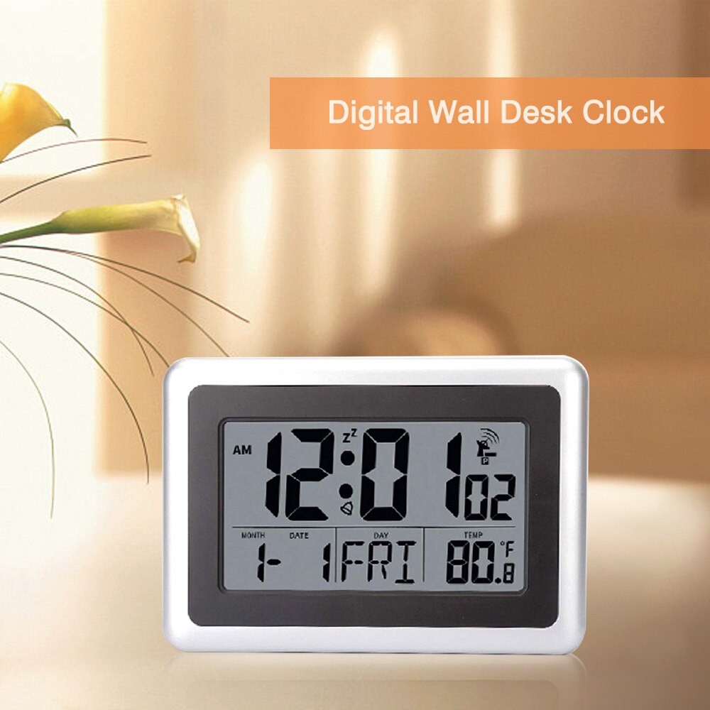 LCD Digital Wall Clock Alarm Desk Temperature Home Large Display Indoor Outdoor desk Clock