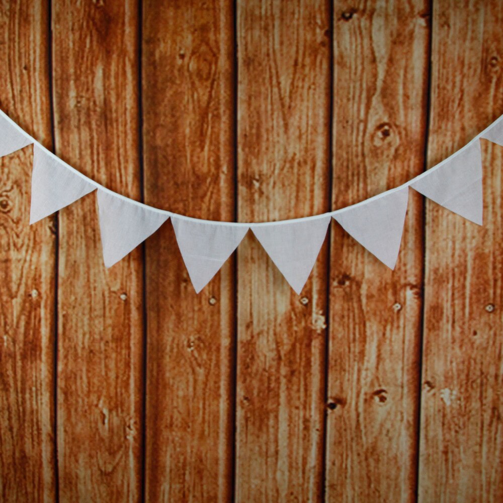 Drapeaux en tissu blanc 1 pièce | 3.2M de long 12 drapeaux, banderole de mariage, décoration de fête d'anniversaire pour enfants, fanion chambre de bébé, drapeaux de prise de photos