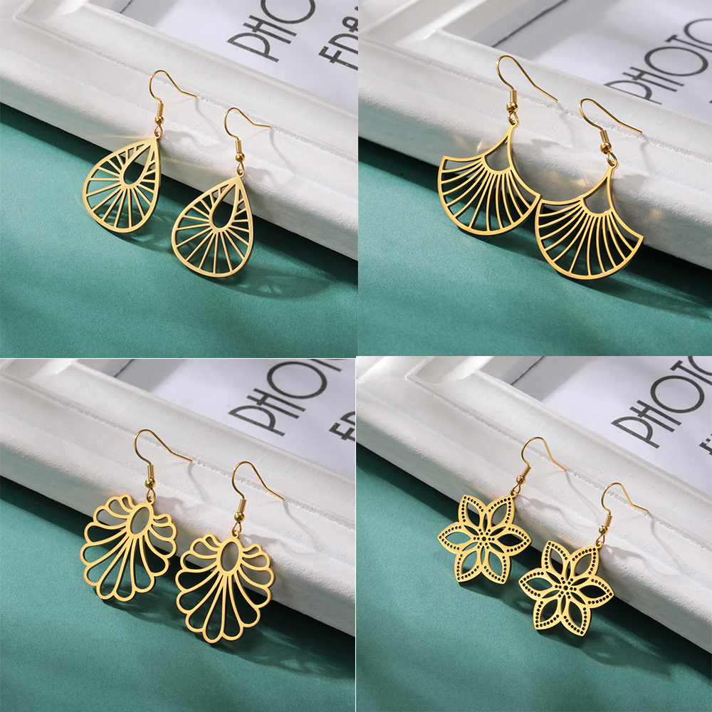 Cazador Orecchini pendenti in filigrana bohéaspetto Orecchini pendenti etnici con fiori in acciaio inossidabile per gioielli da donna Regalo di san Valentino tutto'ingrosso