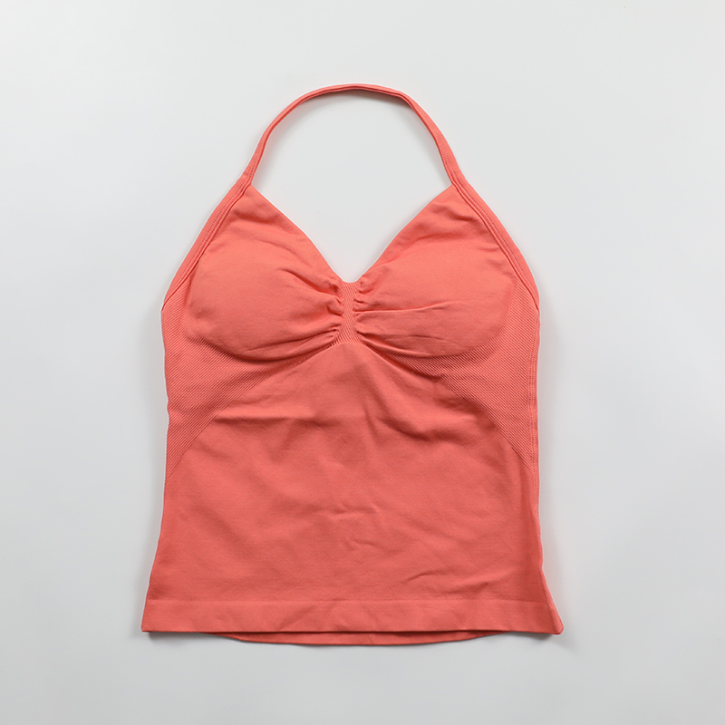 Impact Longline Strappy Top Women Seamless Yoga Tank Tops Scrunch Backless Gym Clothes Padded Workout Athletic Sleeveless Shirts