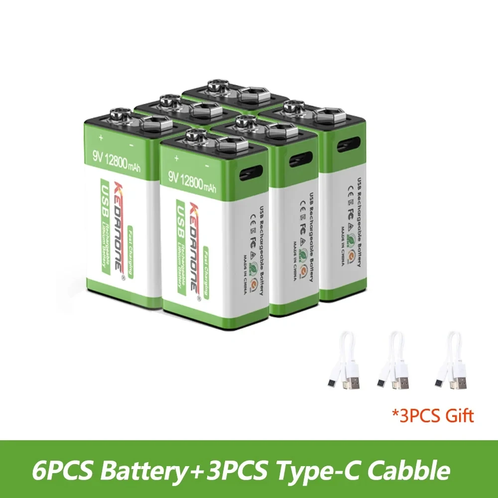 9V 12800mah Lithium-Ionen-Akku Typ-C USB-Akku 9V Lithium für Multimeter Mikrofon Spielzeug Fernbedienung KTV: Beige