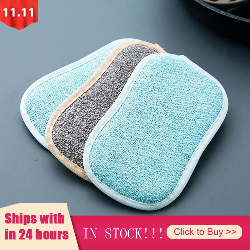 Pot lavage éponges Double face assiettes plat nettoyage chiffon ménage cuisine nettoyage accessoire salle de bain accessoires