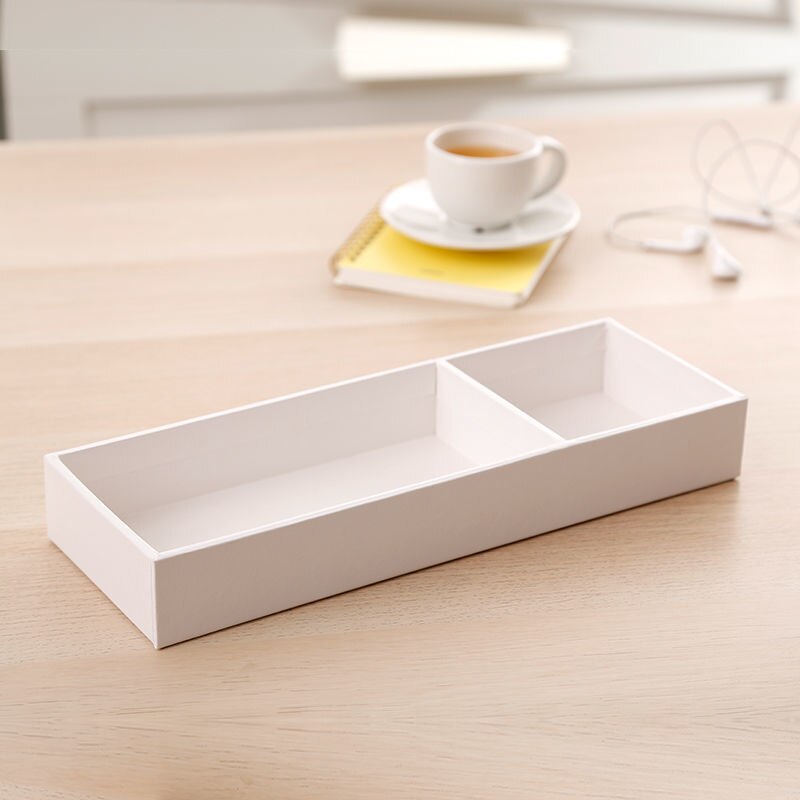 Paper Tray Office Storage Box Desktop Debris Compartment Remote Control Storage Box Solid Cardboard Shelf Desk Organizer Storage: creamy-white-small