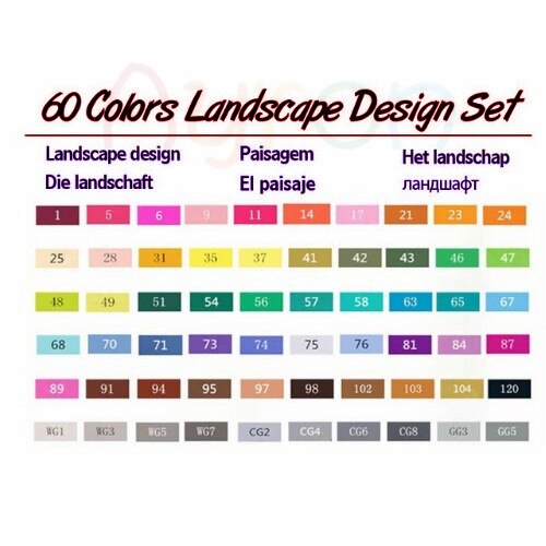 TOUCHNEW 30/40/60/80 Colors Art Markers Alcohol Based Markers Drawing Pen Set Manga Dual Headed Art Sketch Marker Pens: 60 landscape