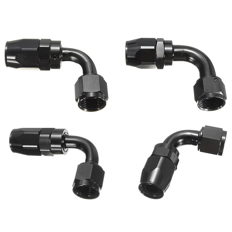 AN6 90Degree Swivel Hose End Black For Braided Nylon Fitting Size:AN6