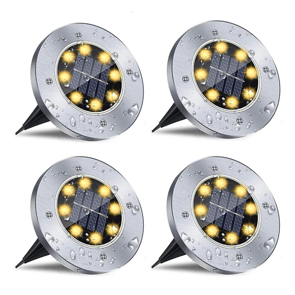4/1 STKS Solar LED Vloerlamp 8LED Outdoor Gazon Licht Waterdichte Ondergrondse Lampen voor Gazon Decoratie Tuin Terras Binnenplaats: orange