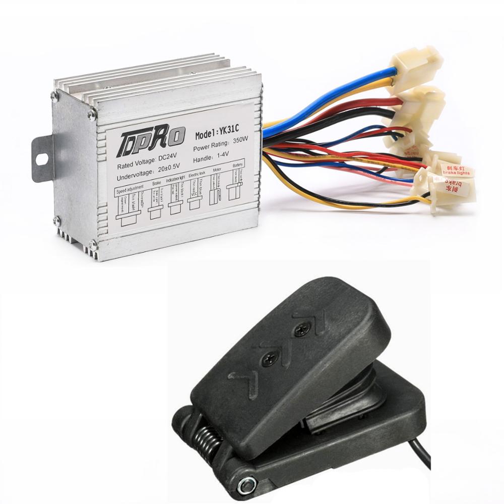 DC24V 350w Elektrische Motor- Pinsel Regler + 1x Fuß Pedal Gaspedal + Pinsel Vorwärts Rückwärts Schalter Knopf Für Gehen kart