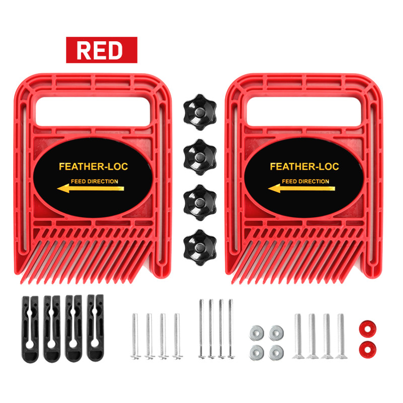 Extended Feather Loc Board Set Multi-purpose Woodworking Engraving Machine Double Featherboards Miter Gauge Slot DIY Tools: Red Set