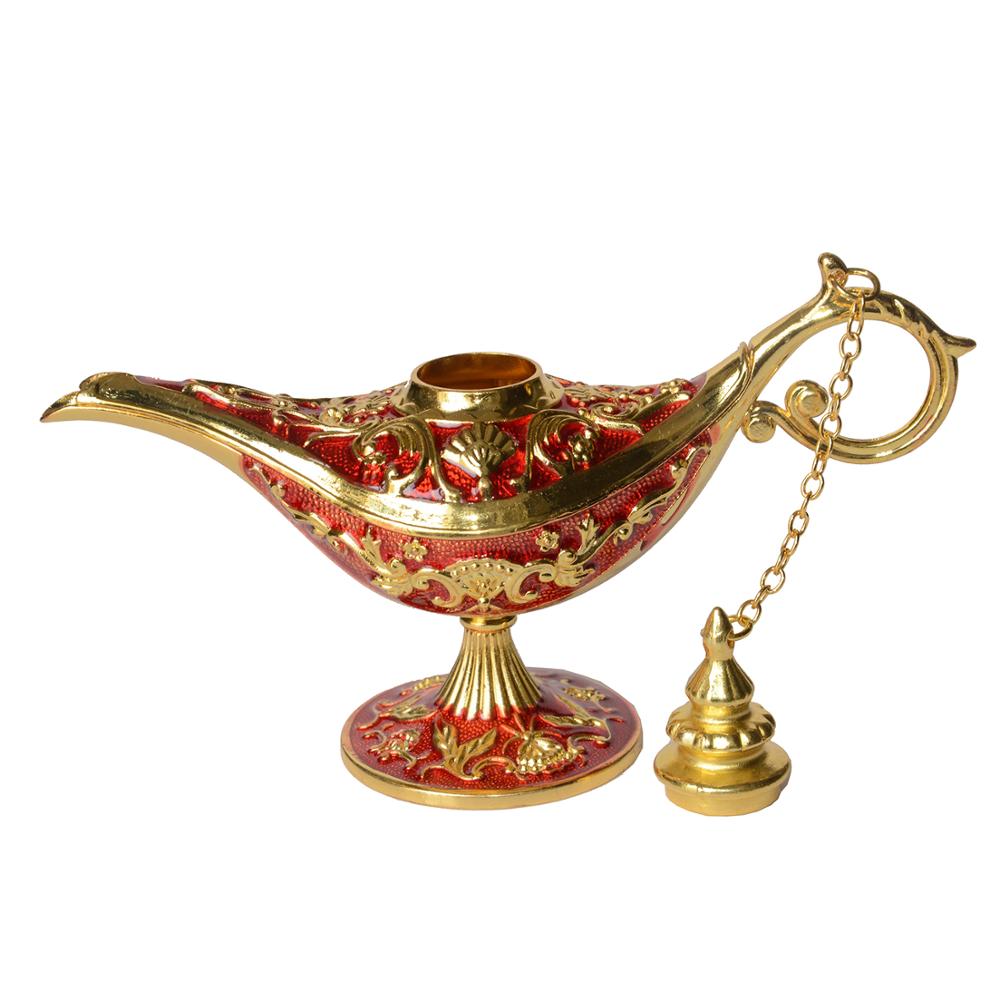 Hand Painted Enamel Magic Lamp Decorative Hinged Jewelry Trinket Box Novelty Home Decor