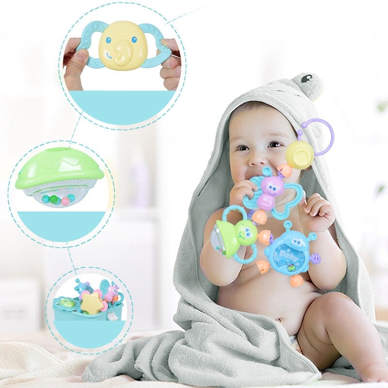 10 PZ/impostato Giocattoli Del bambino A Mano Tenere tintinnio tremante Campana Bella Mano Scossa Campana Anello Del bambino Sonagli Giocattolo Del bambino Appena nato 0- 12 mesi Massaggiagengive