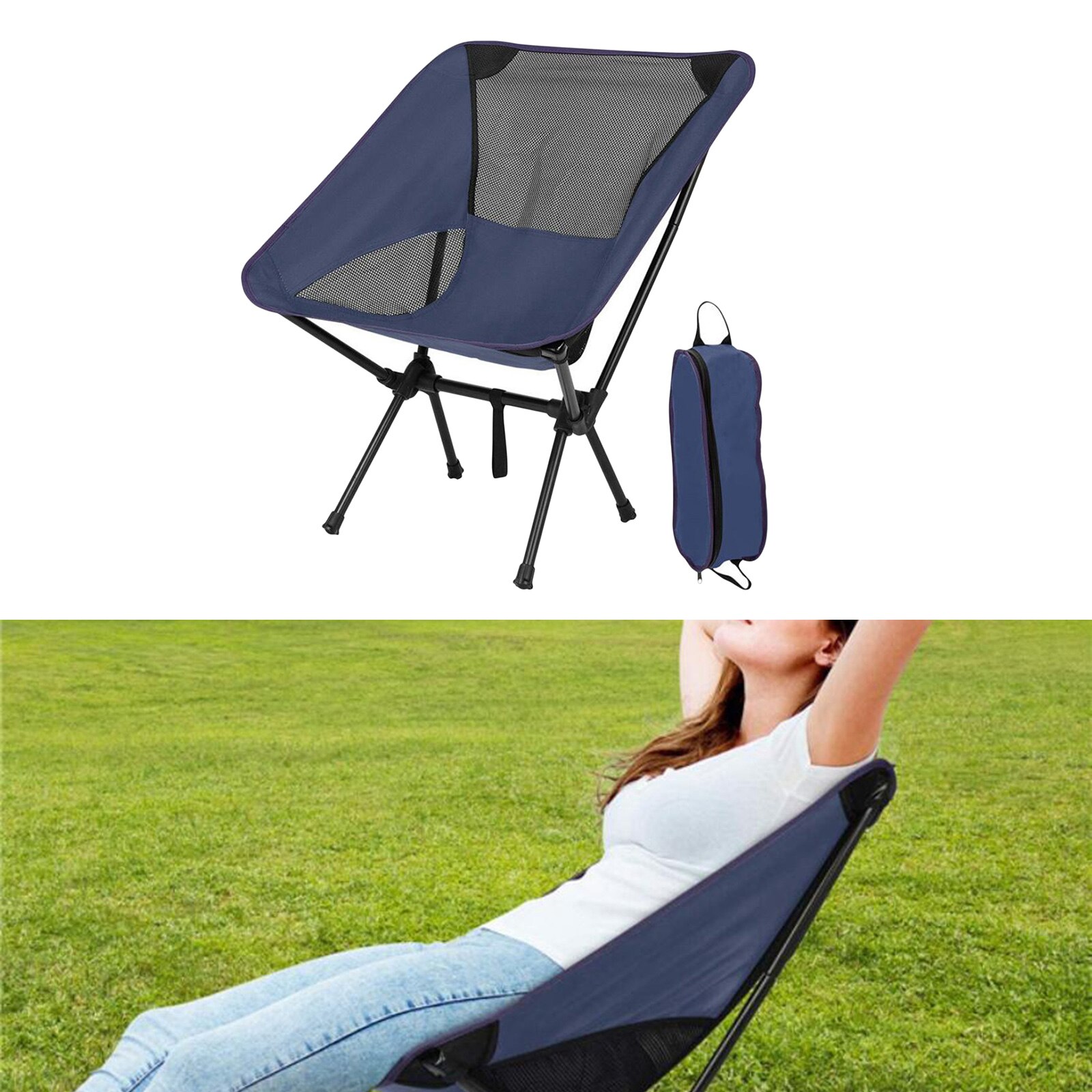 Klappbarer campingstuhl, angelstuhl für outdoor-aktivitäten wie wandern, trekking, grillen und picknicken ( 110kg stück): Dunkelblau