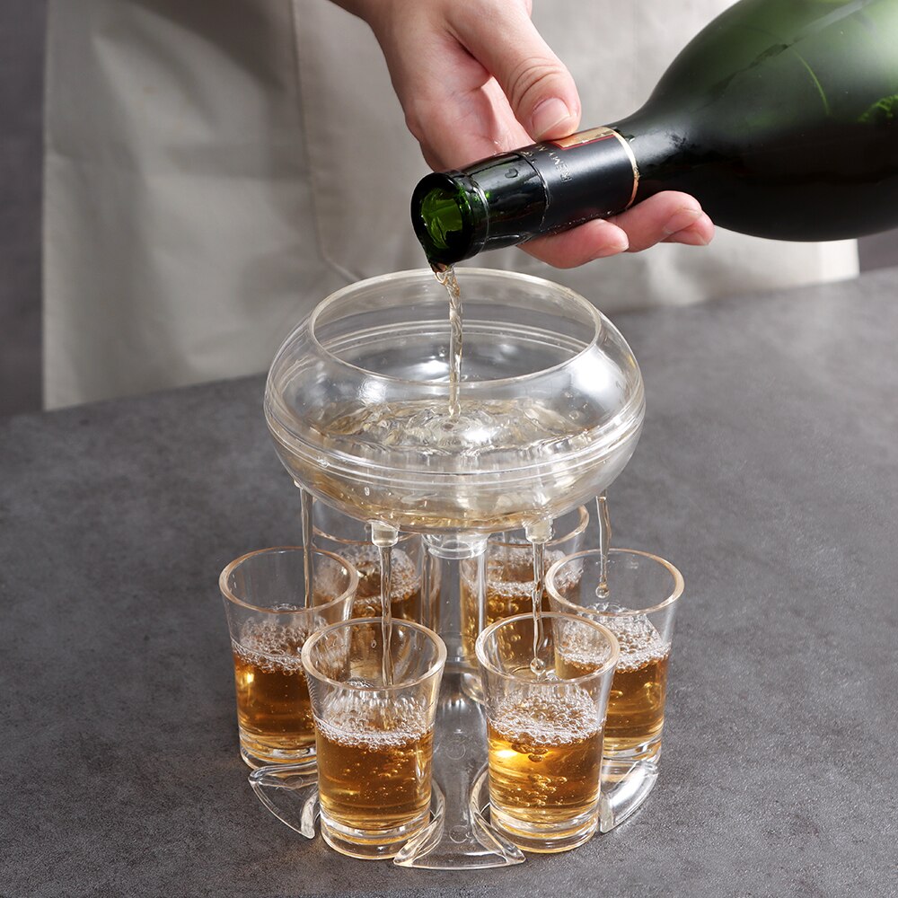 Thuis Party Bar 6 Shot Dispenser Voor Alcohol Game Whisky Glas Drinken Liquor Games Bier Drinken Houder Automatische Wijn Schenker