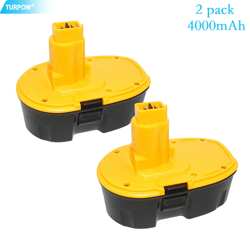 Turpow 4000mAh 18V DC9096 NI-MH Rechargeable Battery For Dewalt DE9039 DE9095 DE9096 DC020 DC212 DC212B DE9039 DE9095 Battery: 2 PACK
