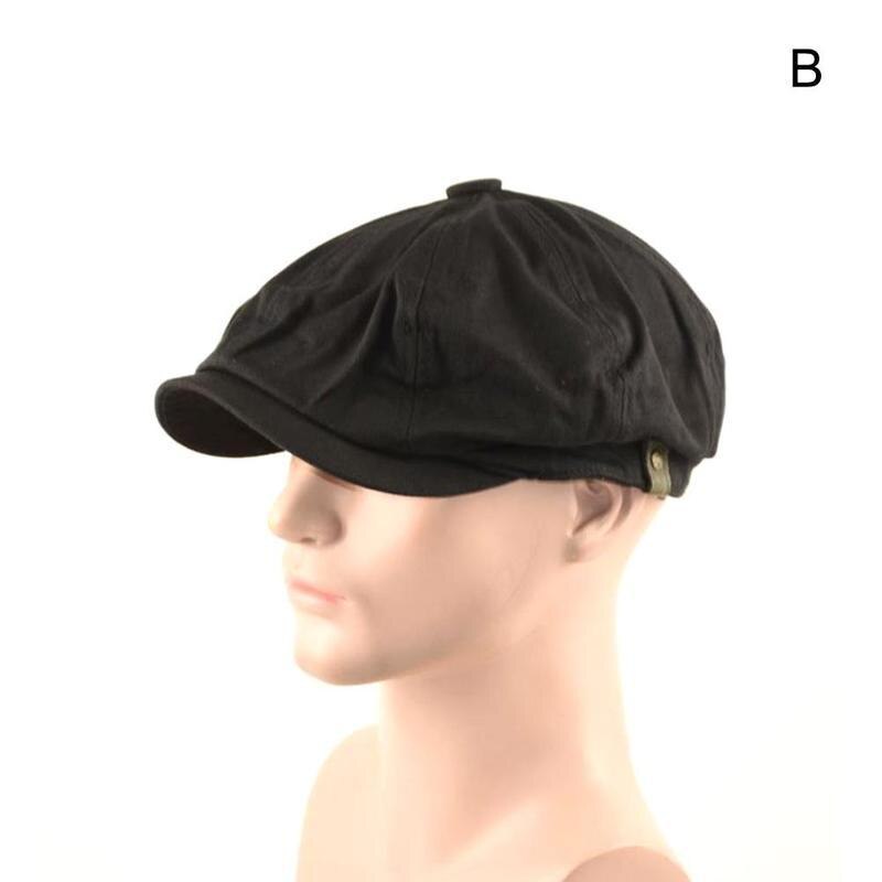 Mænd baretter hætter bomuld linned åndbare hætter mænd britisk solid vintage stil afslappet maler mandlige mænd hatte hatte hatte  x7 c 3: Sort