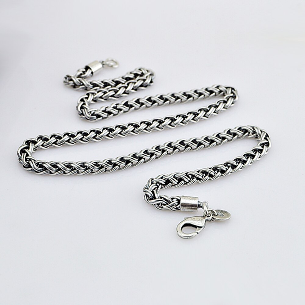 Collar de plata de ley 100% 925 para hombre y niño, cadena trenzada de látigo de caballo, 3,5mm, 20-24 pulgadas, Vintage, joyería de
