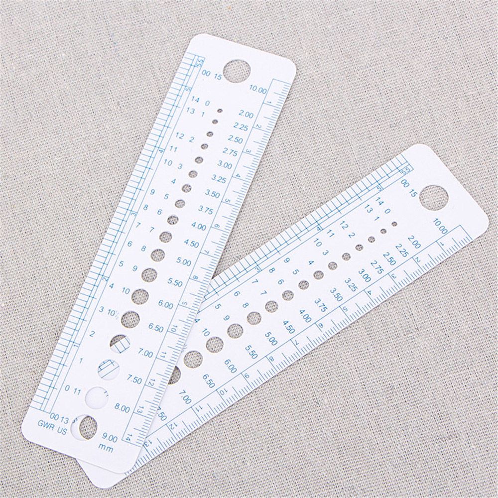 2 stk plastic lineal nål gauge tomme syning lineal lineal  cm 2-10mm sizer måle syværktøj us uk canada størrelser fleksibel