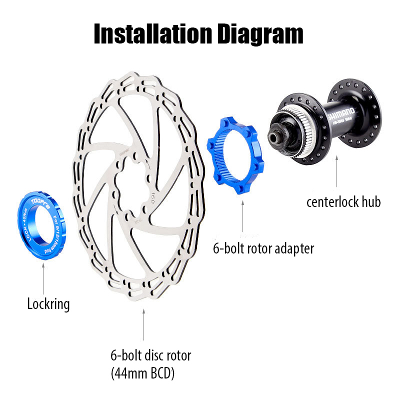 Bike Disc Brake Centerlock to 6-Bolt 6 Hole Rotor Adapter Wrench Spanner Bicycle 44mm Hub Center Lock Conversion Spacers