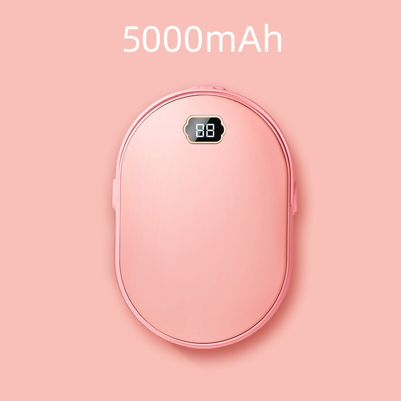 Portable Hand Warmer Charging Treasure 2 In 1 Usb Heater 5000/10000 mAh Led Light Safety Pocket Mobile Power Hand Warmer: 5000mAh pink
