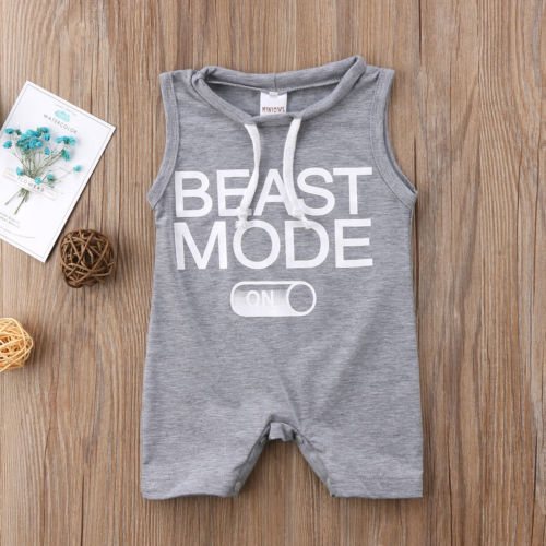 Kids Baby Boy Mouwloze Brief Gedrukt Romper Losse Jumpsuit Outfits Kleding Zomer Babykleding