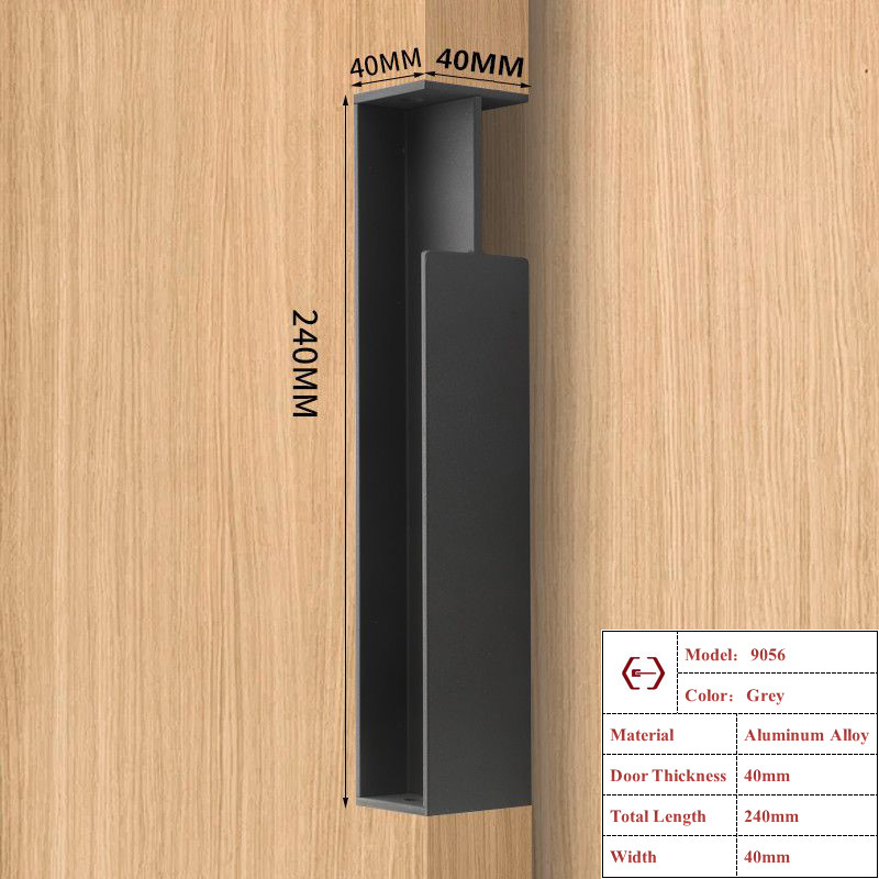 Poignée de porte coulissante invisible de style industriel poignée de porte coulissante intégrée poignées de porte latérales en alliage d'aluminium anti-collision: Ambre