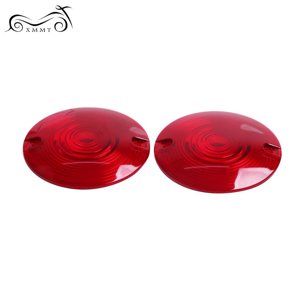 2x Red Turn Signal Light Cover Lens Motorcycle For Harley Dyna Fat Bob Electra Glide Softail