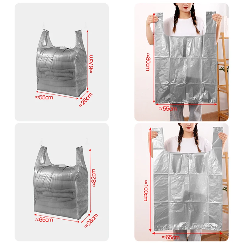 1 ​ Bolsas de plástico de gran capacidad, bolsa de embalaje en movimiento gruesa, bolsas de almacenamiento de ropa para juguetes, edredón, manta, organizador de ropa de cama, 0 Uds.
