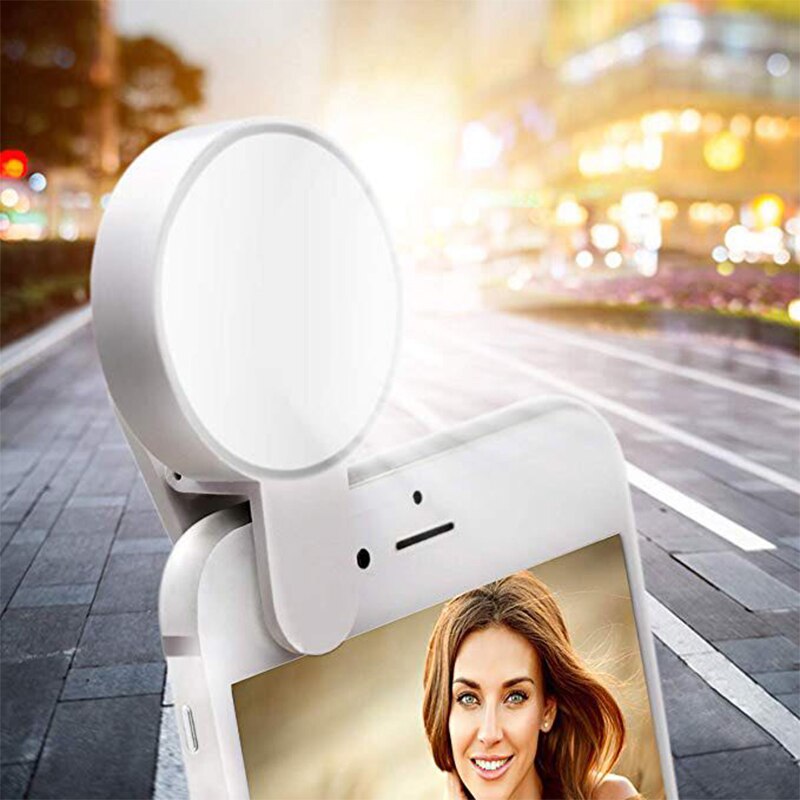 Clip de luz de teléfono móvil Selfie LED Flash automático para Teléfono Celular Smartphone redondo portátil linterna de Selfie