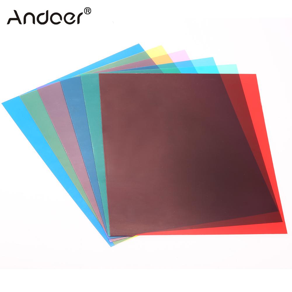 Andoer 6 stuks 25*20cm transparante verlichtingskleurcorrectiegelvellen kleurfilters voor flitslicht speedlite filterset