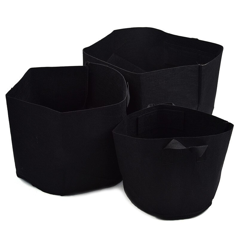 Bolsas negras para macetas de vivero de telas no tejidas, maceta de ventilación para plantar con orejas, bolsa para cultivo, bolsa verde para plantar en el jardín y balcón