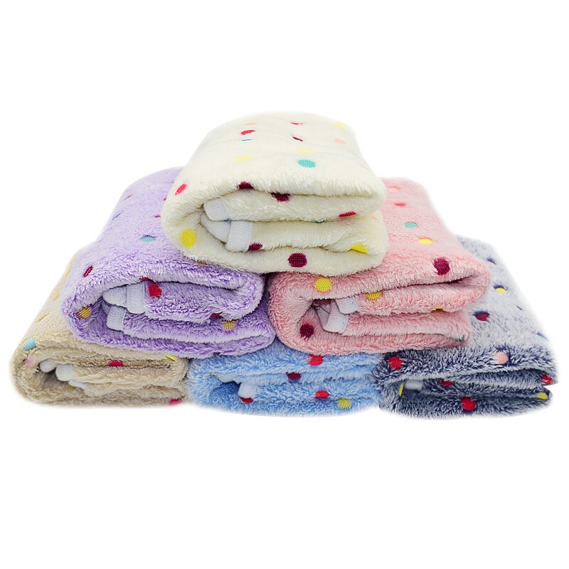 Couverture polaire chaude et douce pour lit de chat et de chien, imprimée à pois, coussin pour animaux de compagnie, tapis pour petits, moyens et grands chiots