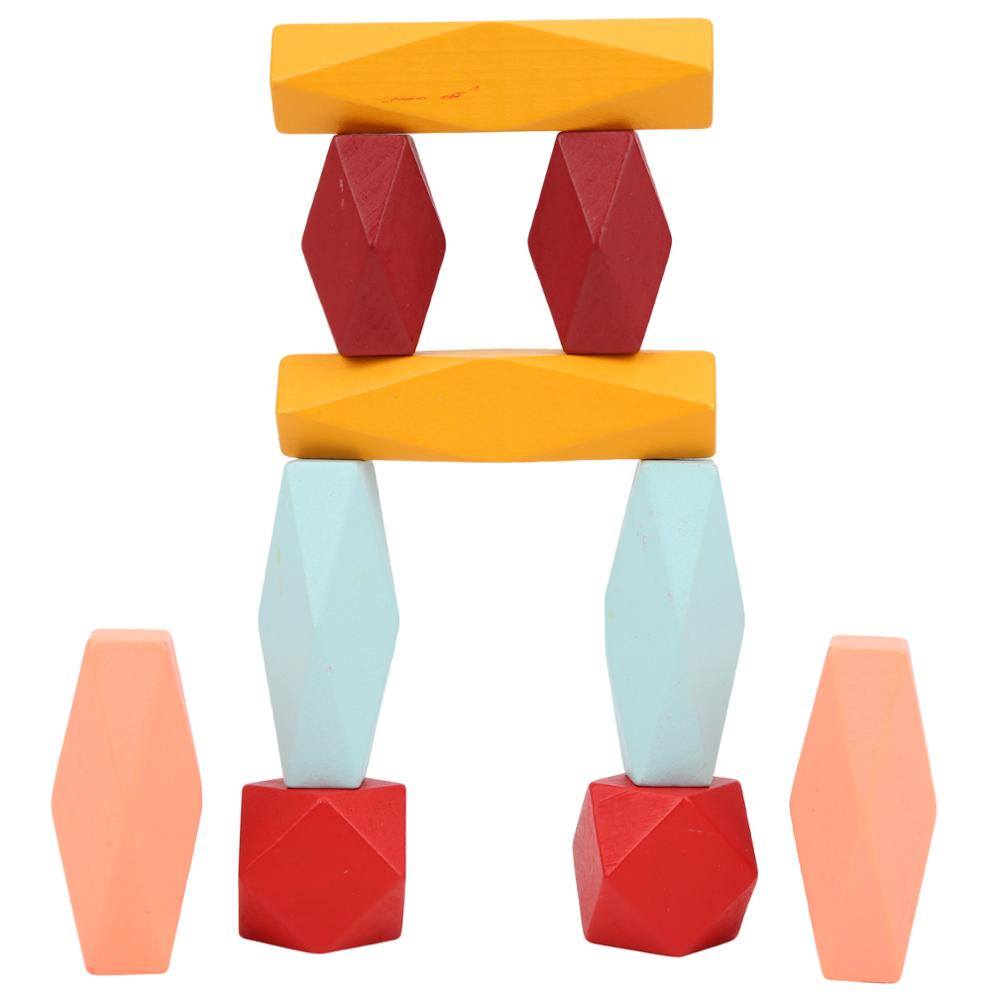 Wood Balancing Stacked Stones Colored Gems Wooden Stones Building Block Toys