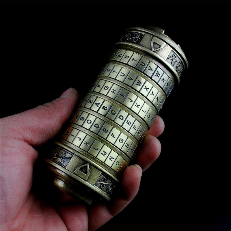 LeLeonardo DaVinci Code Lock Metal Bronze Criptex Locks Wedding Valentine's Day Letter Password Escape Chamber Props