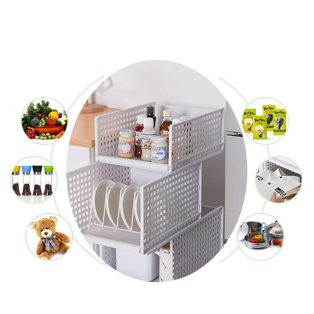 Foldable Stackable Drawer Type Storage Basket for Grandado