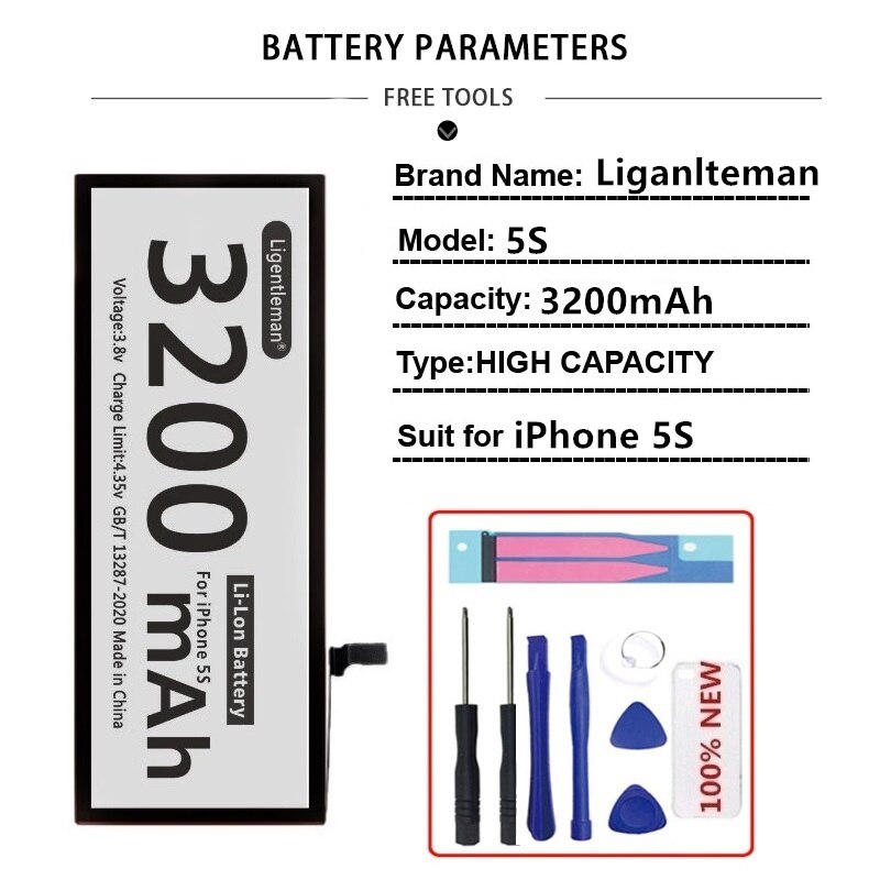 Real Capacity Replacement Battery For Apple IPhone 6 7 8 Plus XR XS MAX Batterie Lithium Phone Battery For iPhone 5 5S 5SE 6S X: For iPhone 5S