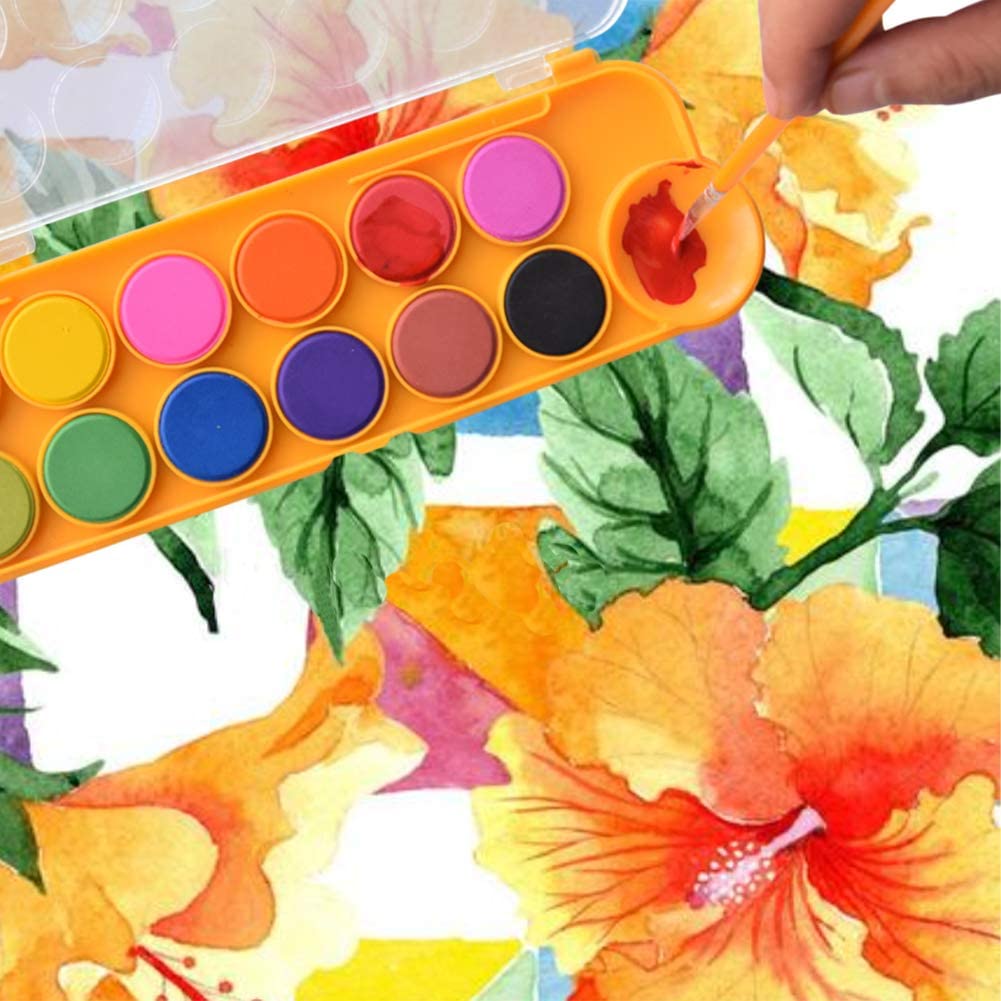 12 Colors Watercolor Paint Set Artist Paint Palette Set With Paint Brush Kids And Beginners Diy Painting Supplies Art Supplies