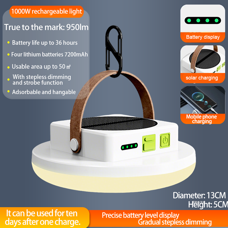 Solar Rechargeable Camping Lantern Portable Camping Lantern Rechargeable LED Camping Lantern for Camping Picnic Fishing Hiking: 6W