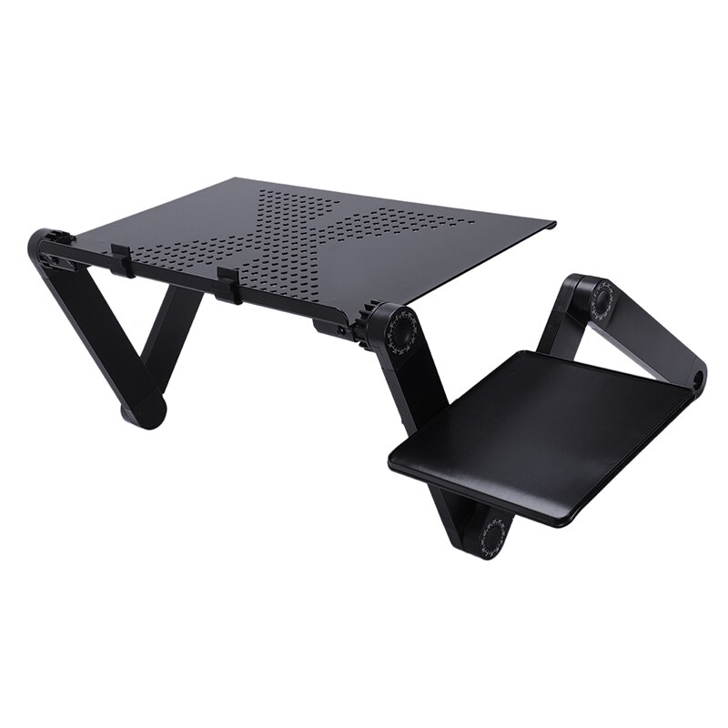 Noir 360 degrés réglable ordinateur portable pliable ordinateur portable Table de bureau ventilateur trou support plateau