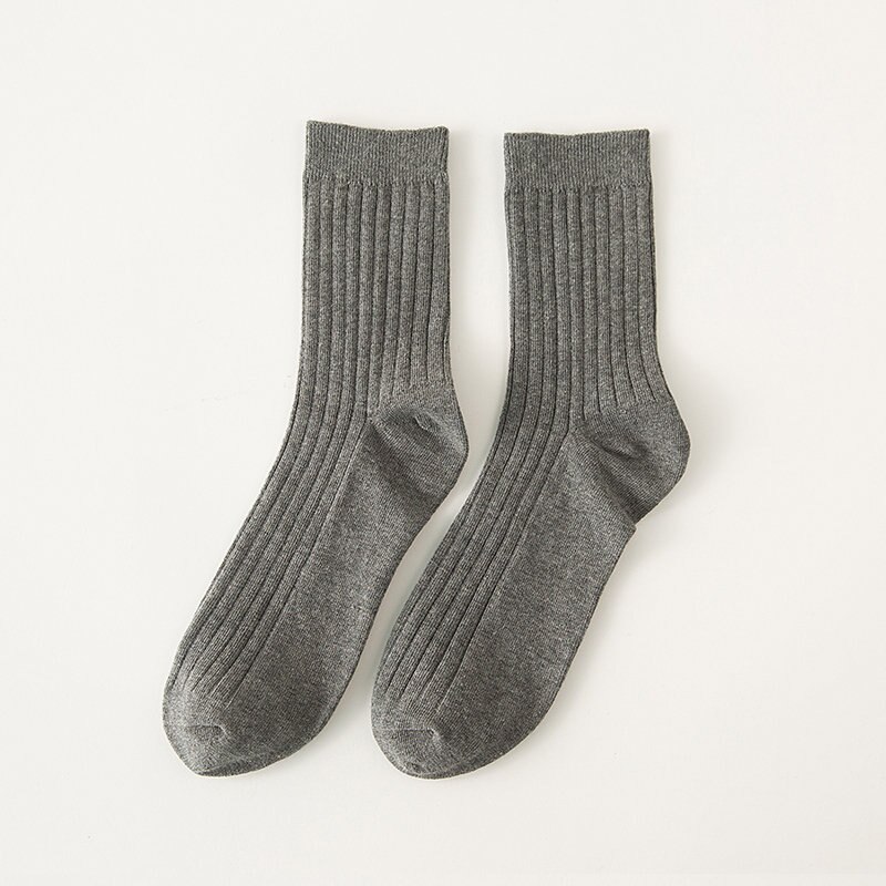 Socks for men cotton solid color crew sock Unisex male mark formelle socks spring summer man casual socks meias: Drak Gray