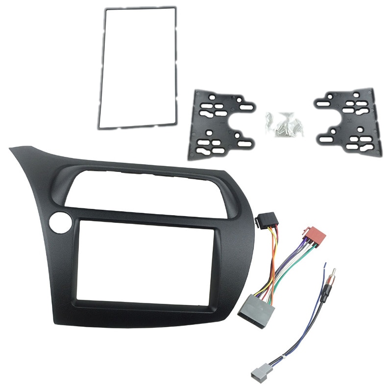 För honda civic dubbel din fascia radio dvd stereo cd panel instrumentbräda montering installation trim kit ansiktsram ram med kabelhärva