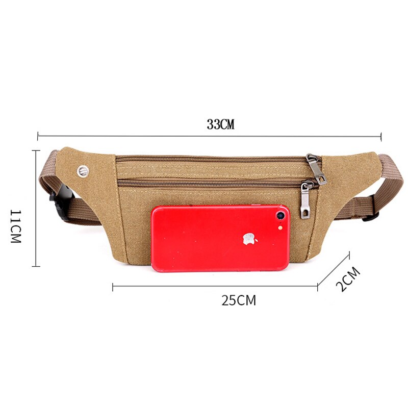 Canvas Fanny Pack Vrouwen Taille Tas Met Oortelefoon Gat Mannen Hip Bum Bag Reizen Purse Pocket Fit 6 "Telefoon voor Wandelen Hardlopen