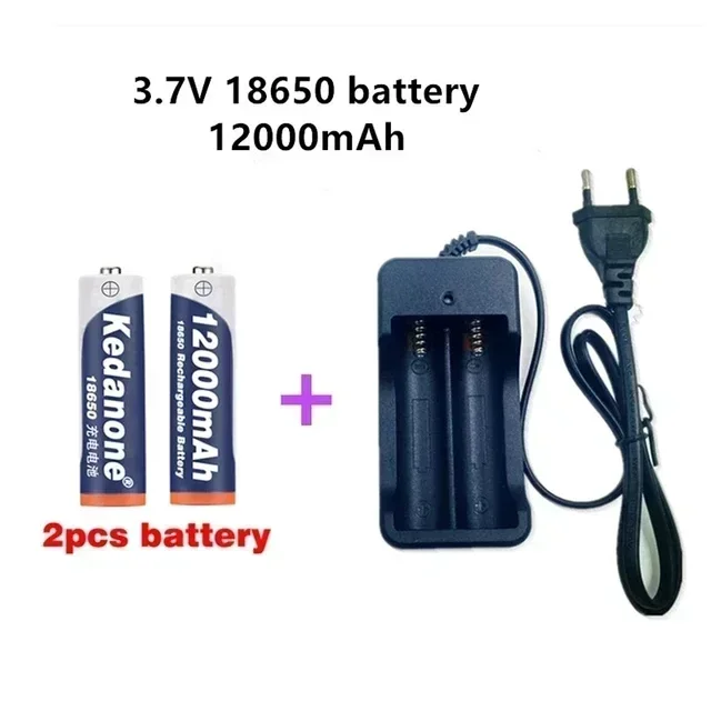 18650 battery 3.7V 12000mAh rechargeable Li-ion battery for Led flashlight Torch batery lithium battery charger: Red