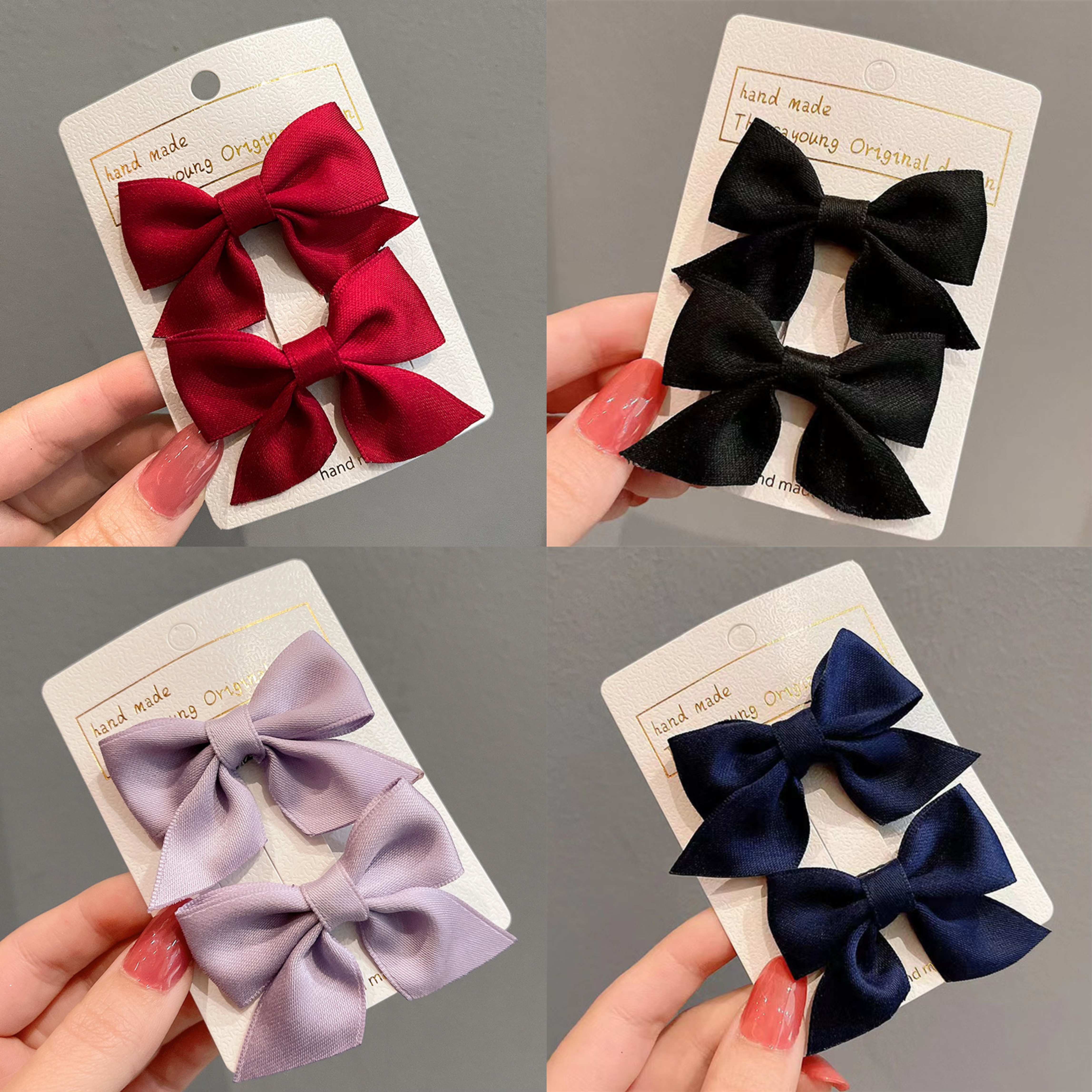 Pinza para el pelo con lazo para niños, tocado, pinza para el pelo de princesa para bebé, pinza para el pelo para niña pequeña, accesorios para el cabello: Gris oscuro